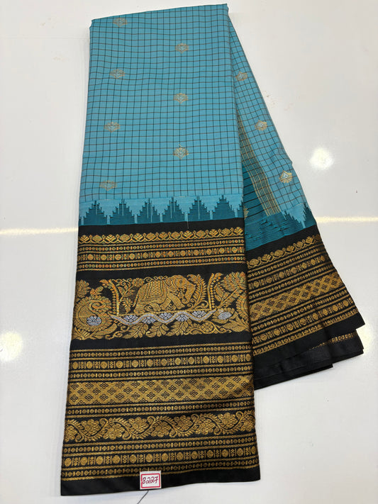 Semi Gadwal Checks Sarees