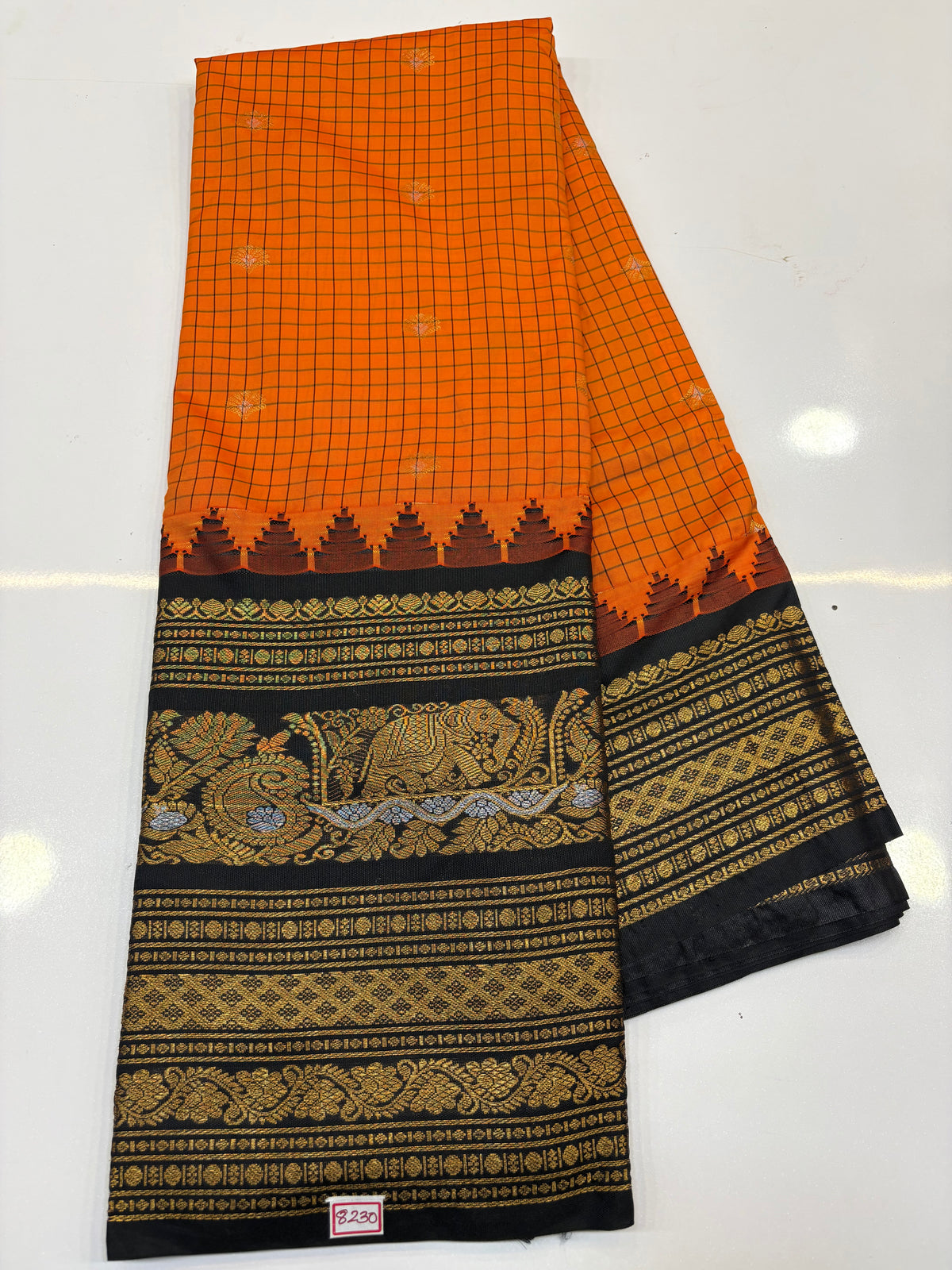 Semi Gadwal Checks Sarees