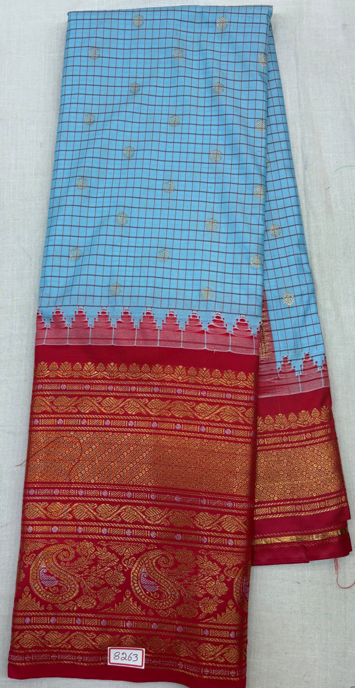 Semi Gadwal Checks Sarees