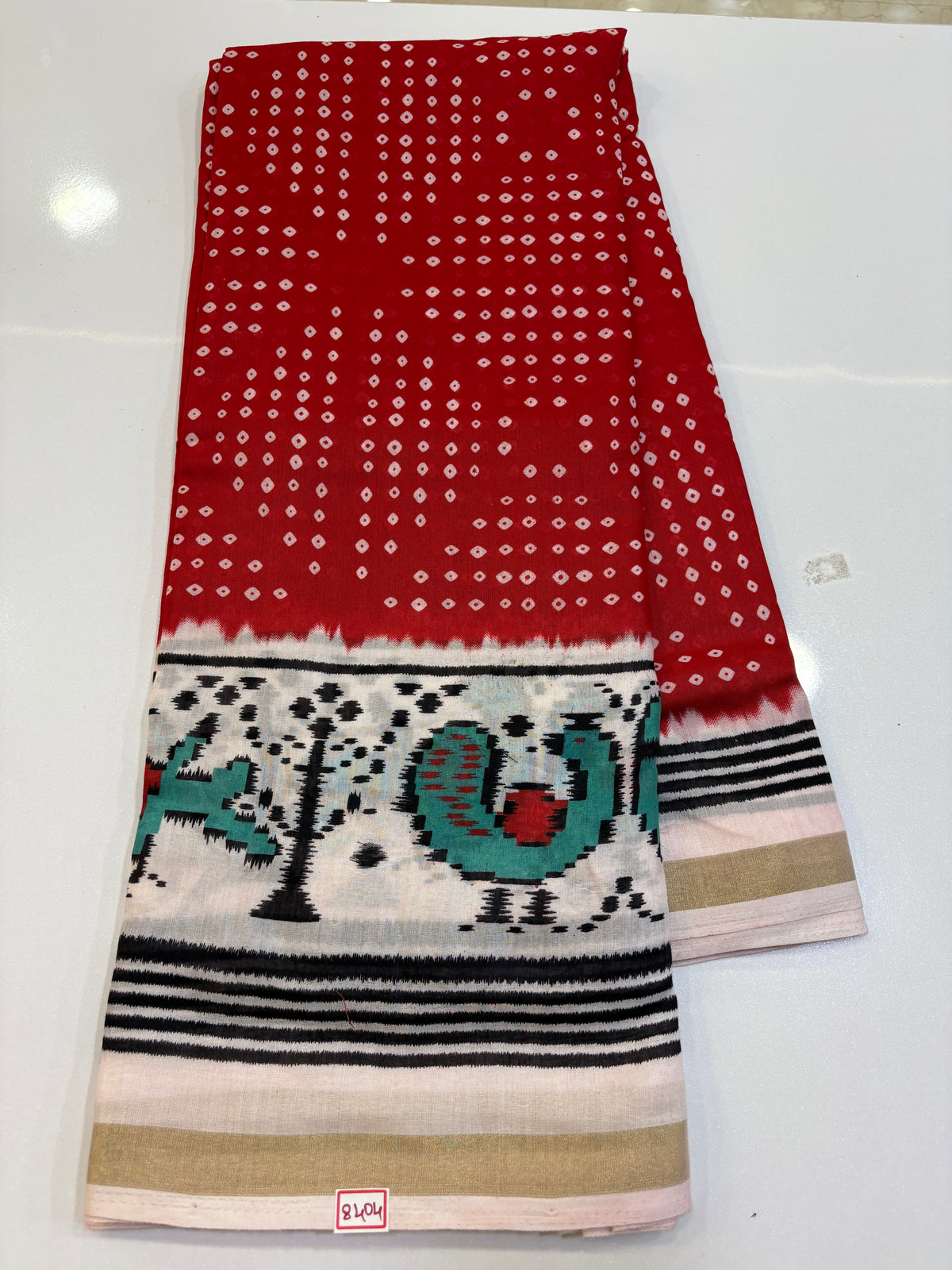 Linen Silk Saree - Red