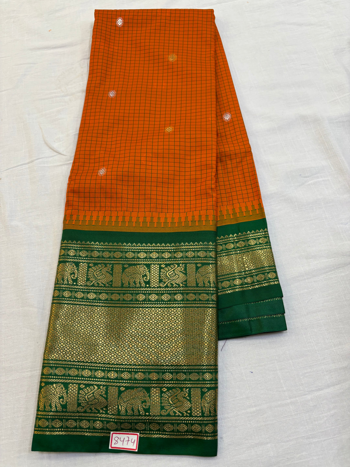 Semi Gadwal Silk Checks Sarees