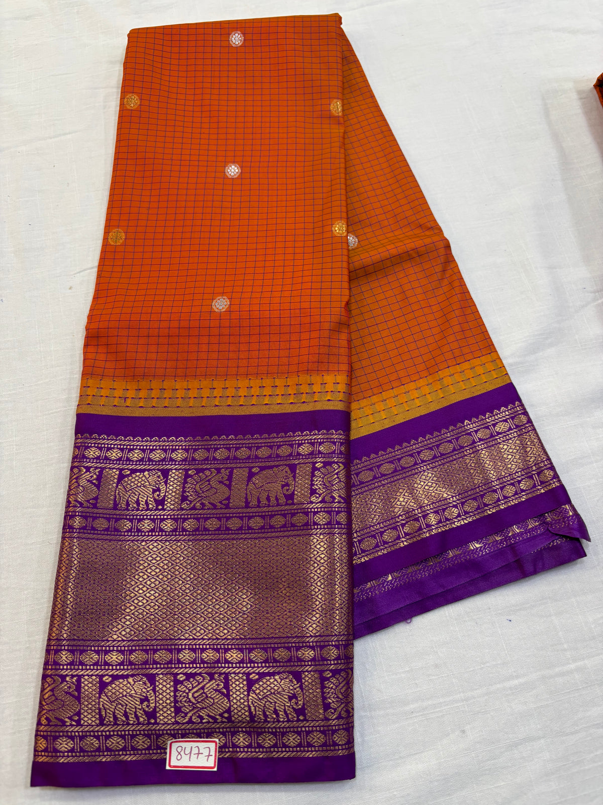 Semi Gadwal Silk Checks Sarees
