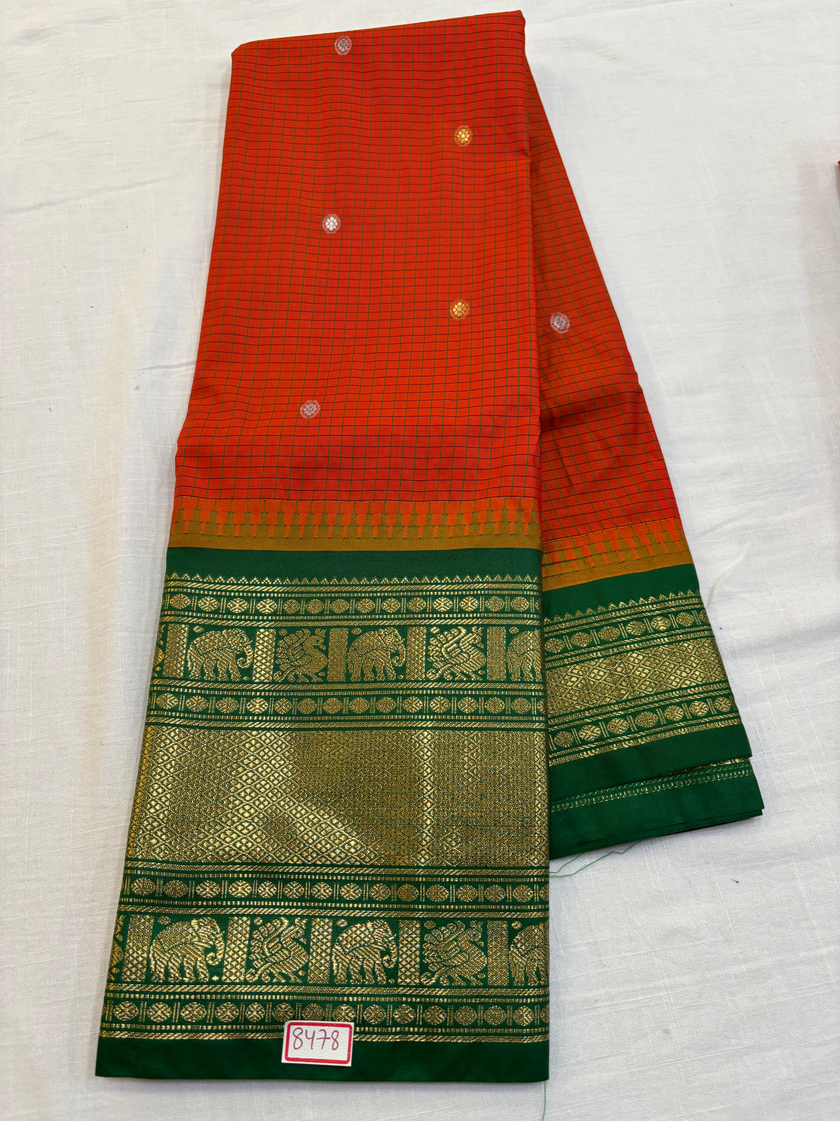 Semi Gadwal Silk Checks Sarees