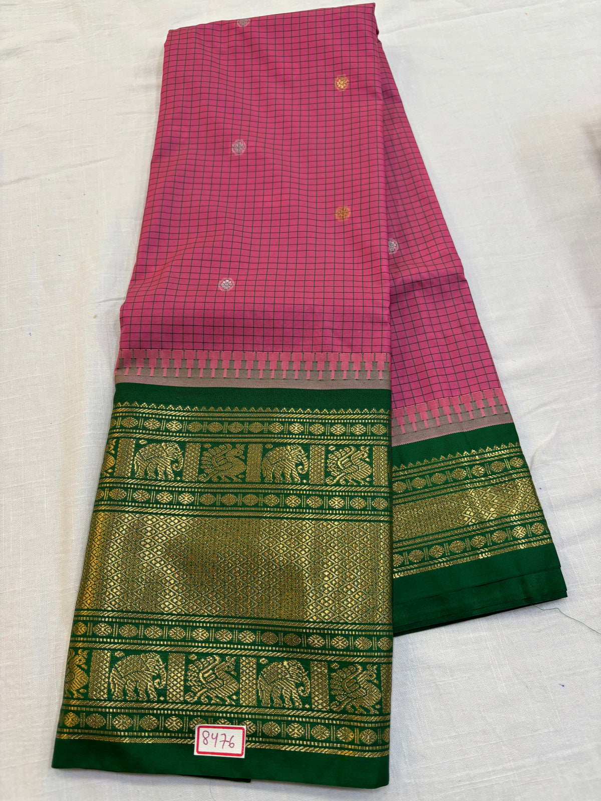 Semi Gadwal Silk Checks Sarees