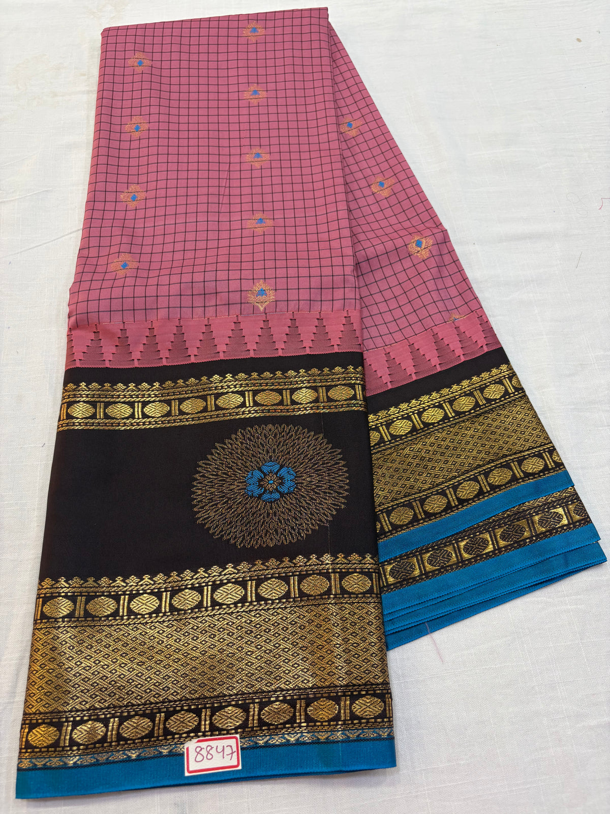 Semi Gadwal Gap Border Saree