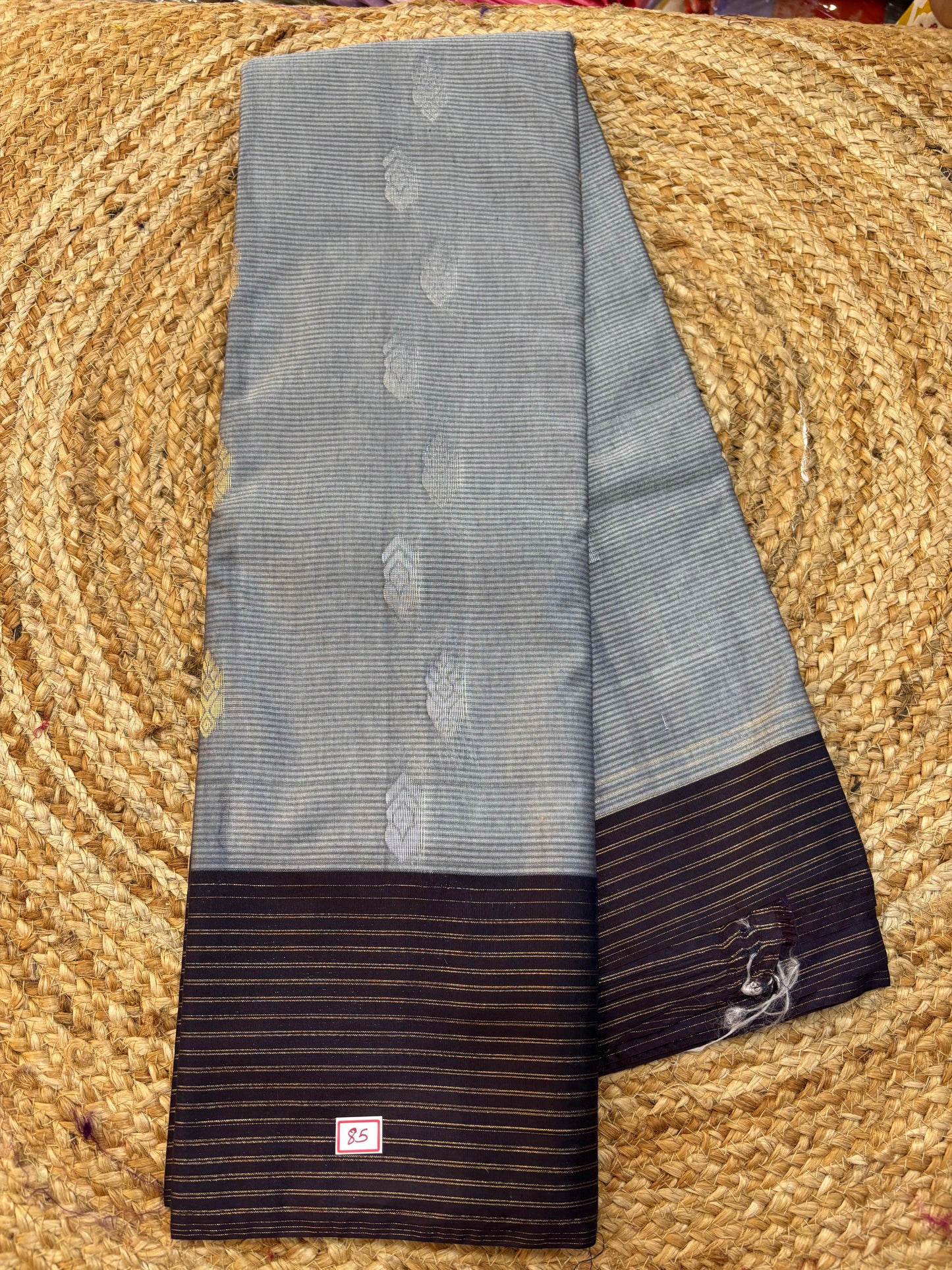 Semi Gadwal Lines Border Saree