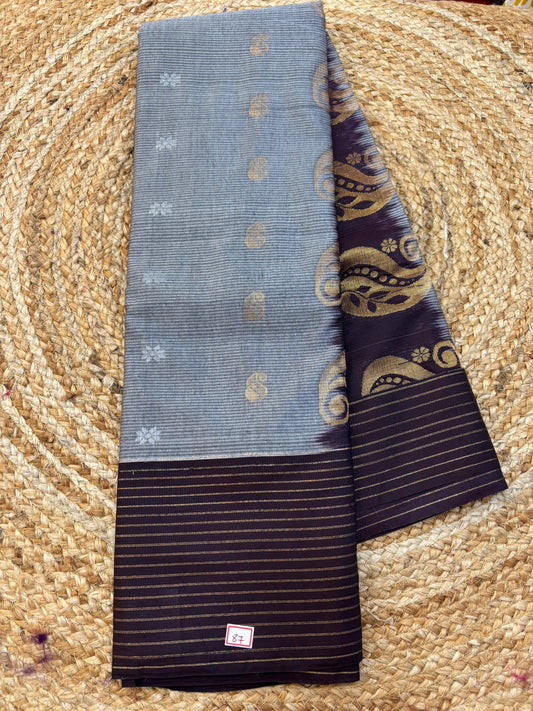 Semi Gadwal Lines Border Saree