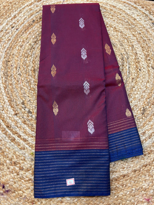 Semi Gadwal Lines Border Saree