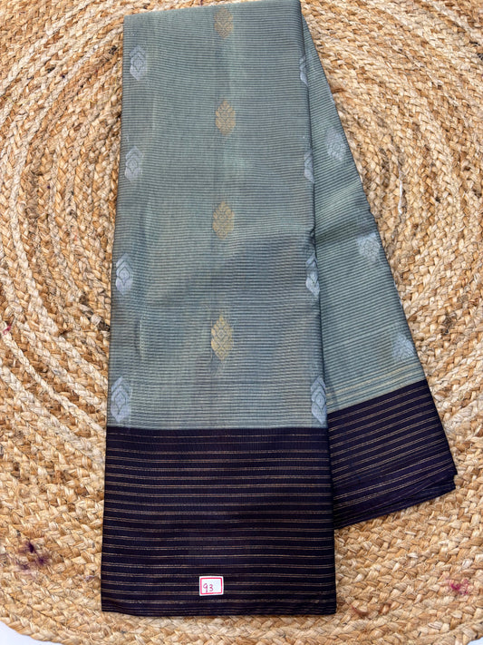 Semi Gadwal Lines Border Saree