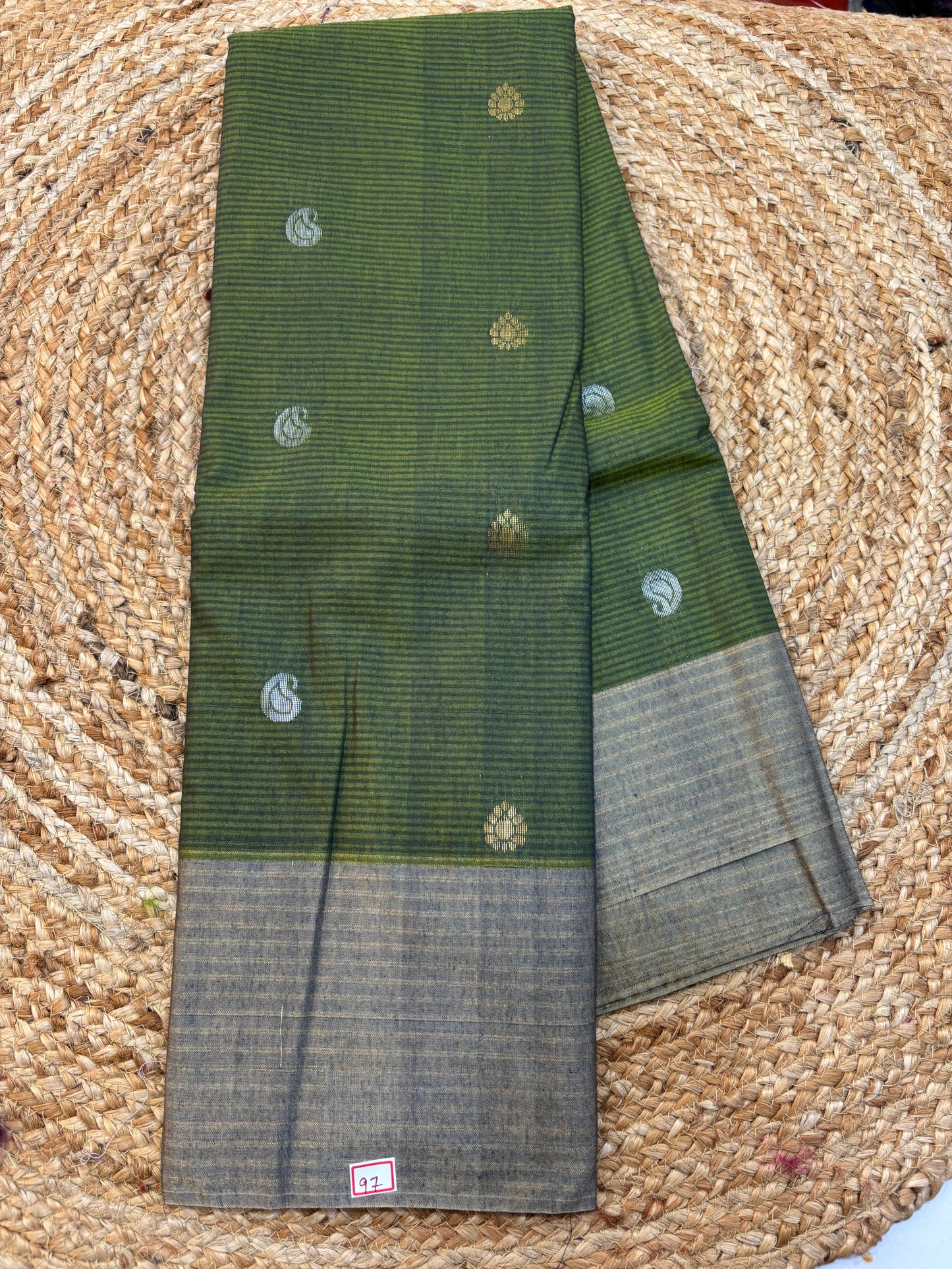 Semi Gadwal Lines Border Saree
