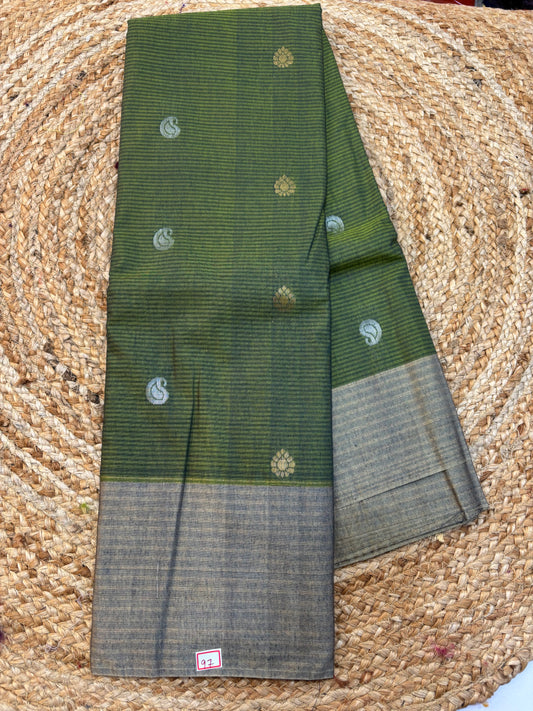Semi Gadwal Lines Border Saree