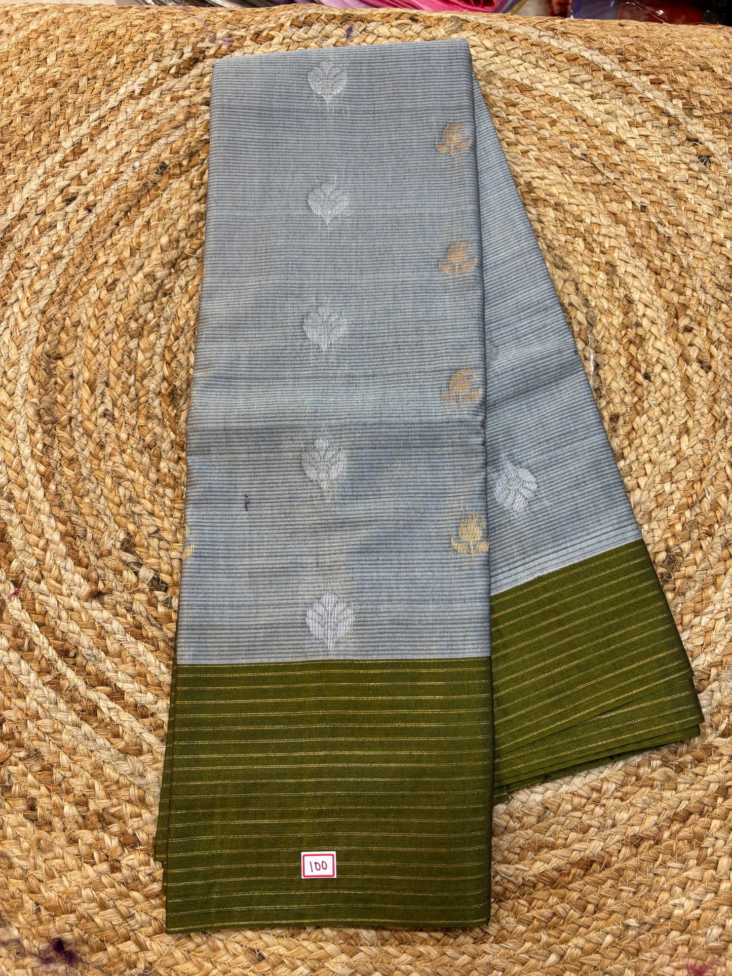 Semi Gadwal Lines Border Saree