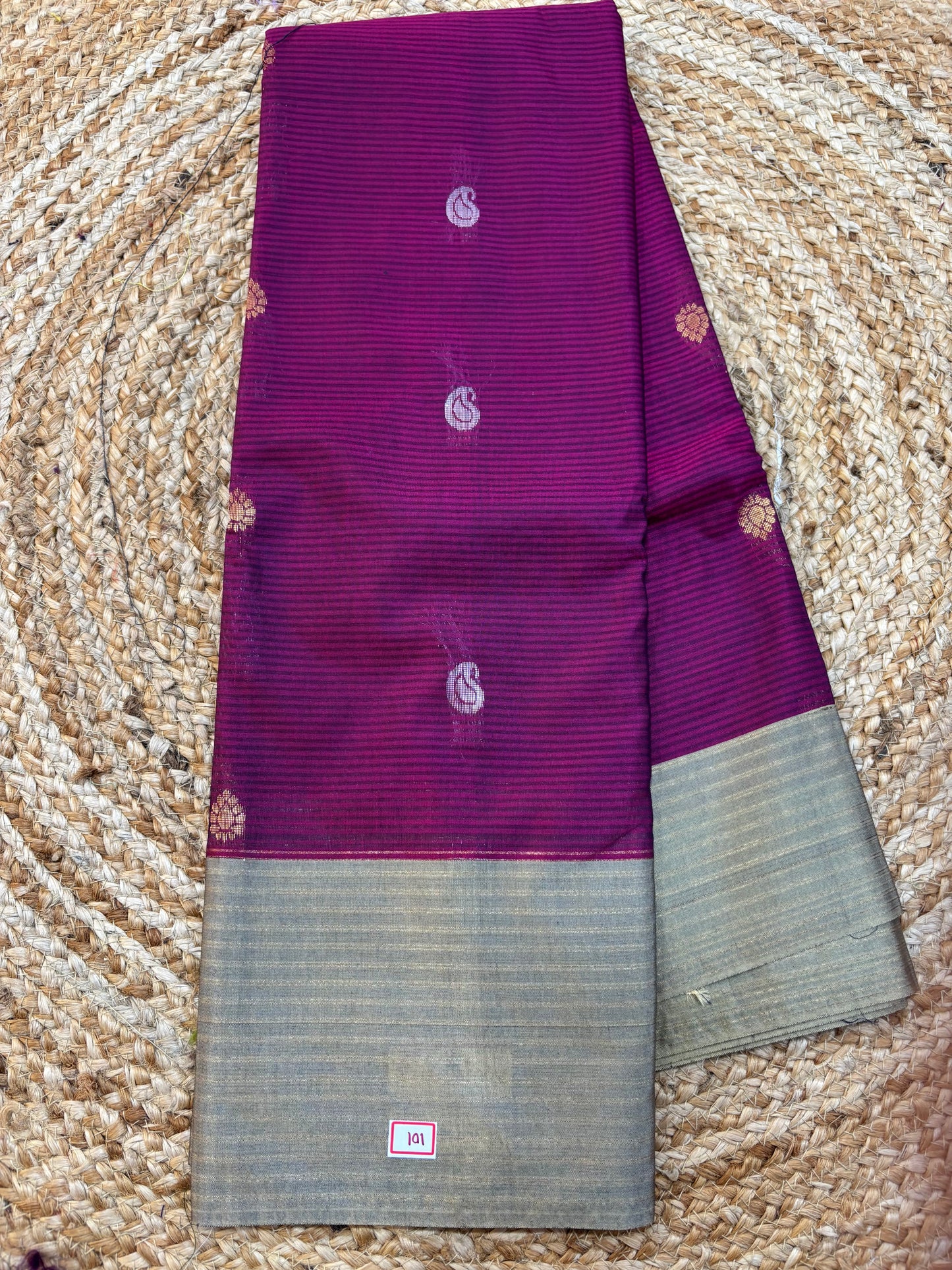 Semi Gadwal Lines Border Saree
