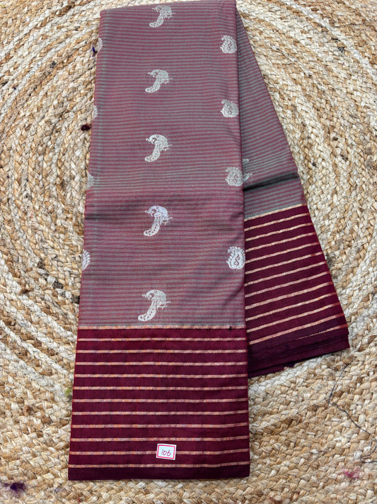 Semi Gadwal Lines Border Saree