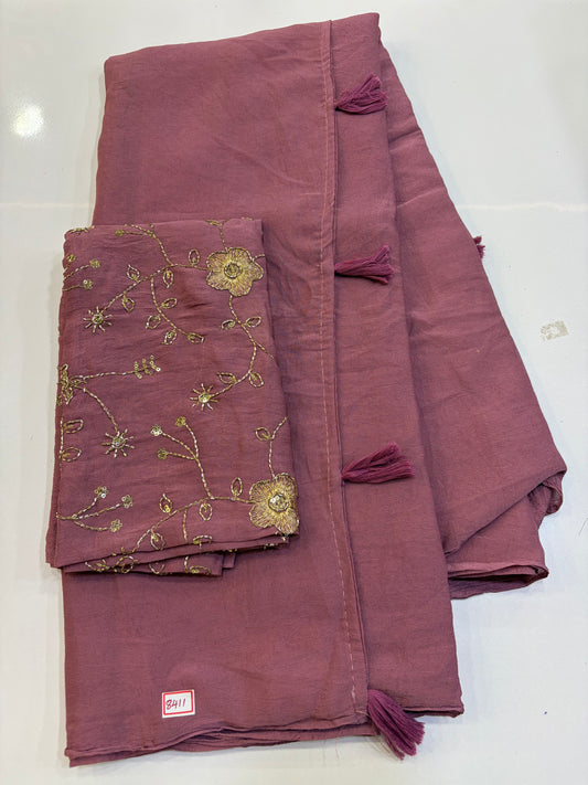Fendy Crush Blouse Embroidery- Onion Pink