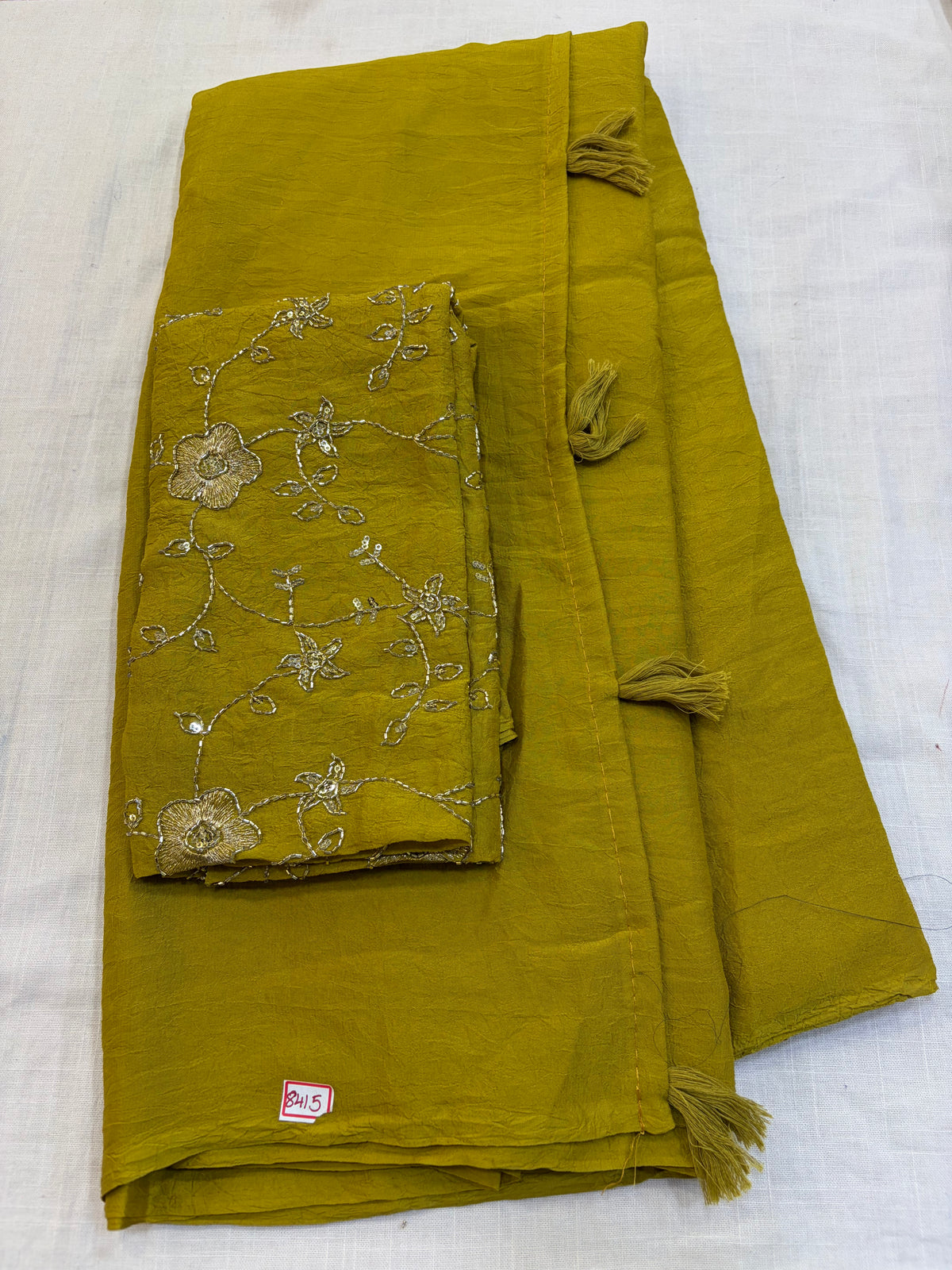 Fendy Crush Blouse Embroidery- Mustard Yellow