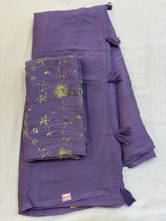 Fendy Crush Blouse Embroidery- Lavendar