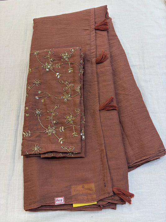 Fendy Crush Blouse Embroidery- Peach