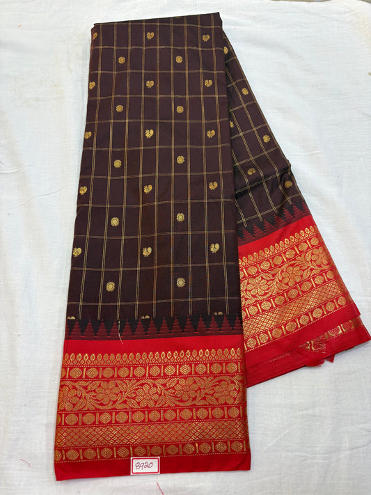 Semi Gadwal Small Border Checks Saree
