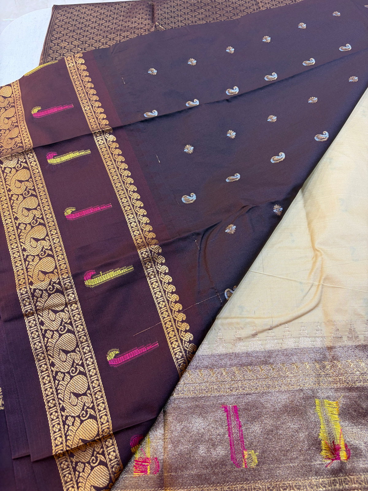 Semi Gadwal paithani tissue saree