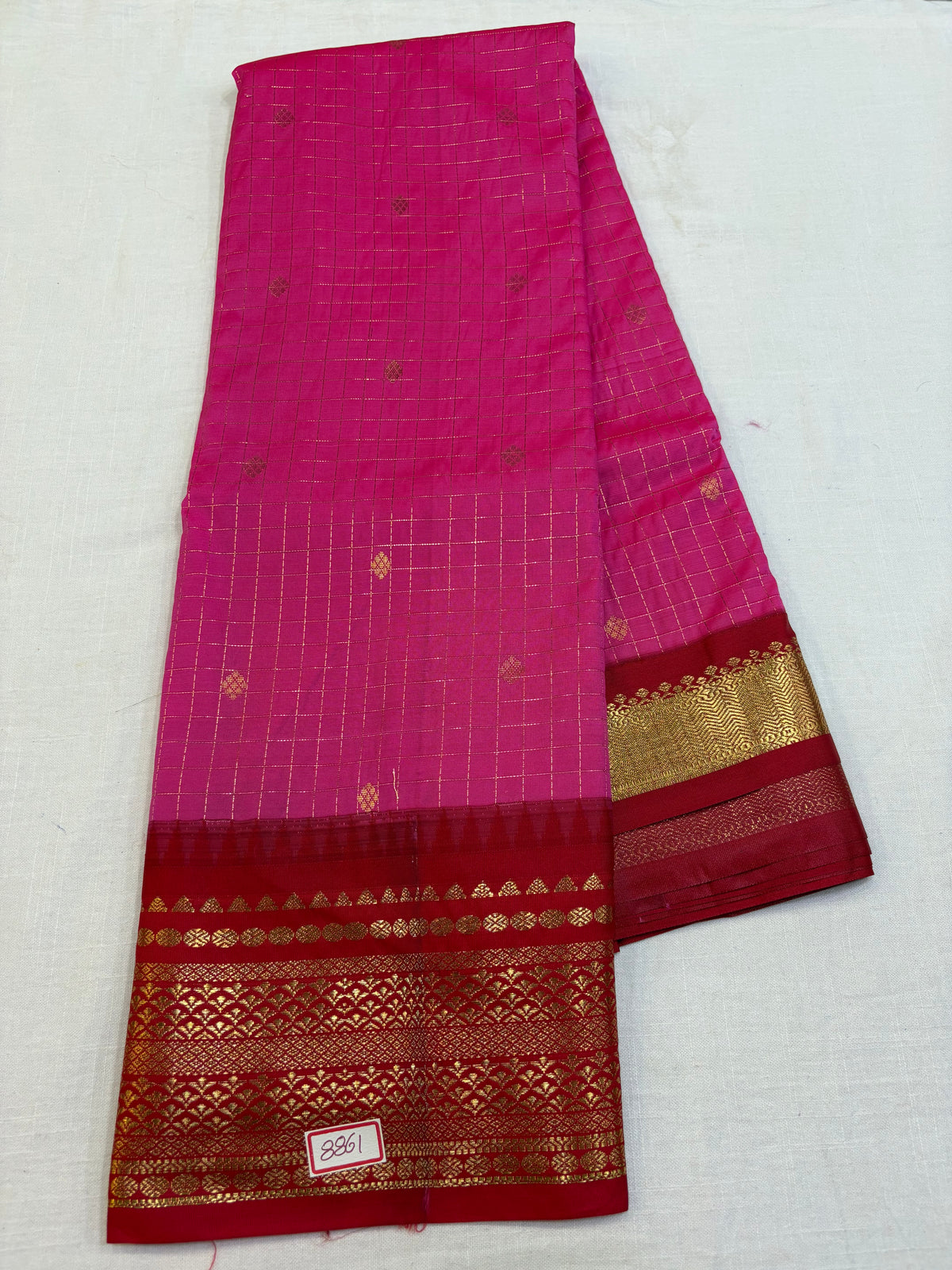 Semi Gadwal Small border Checks Saree