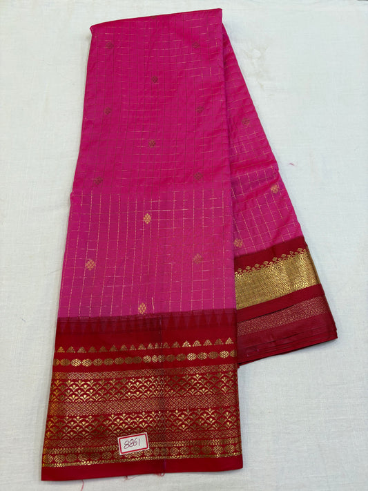 Semi Gadwal Small border Checks Saree