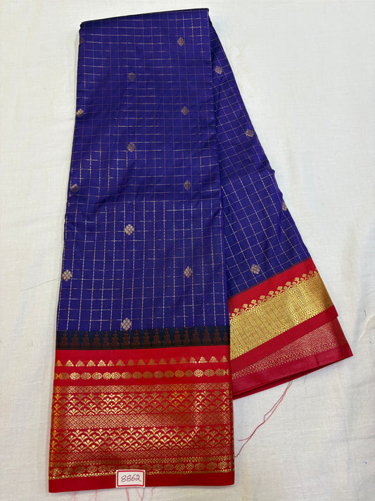 Semi Gadwal Small border Checks Saree