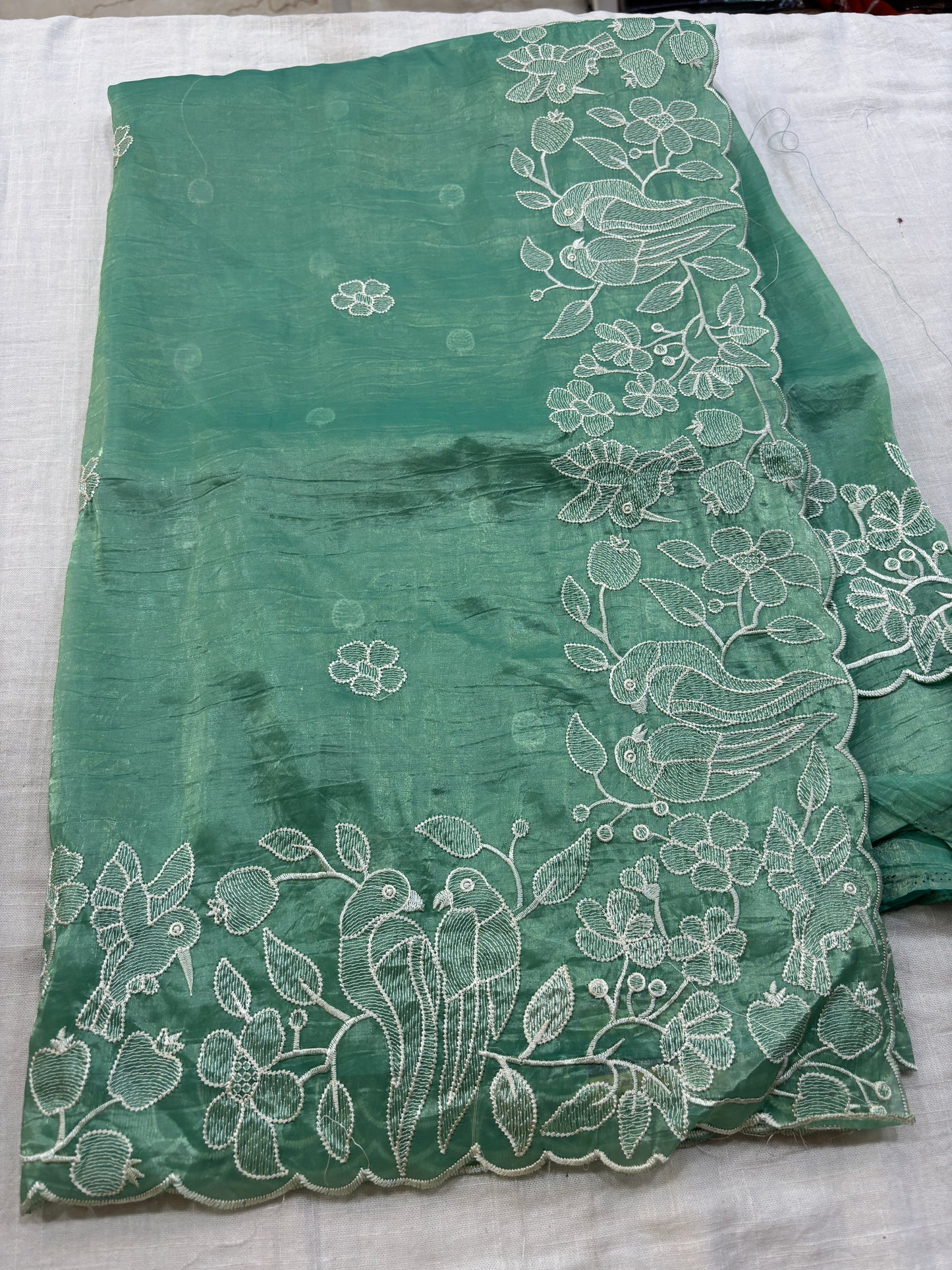Gold Crush Embroidery Saree