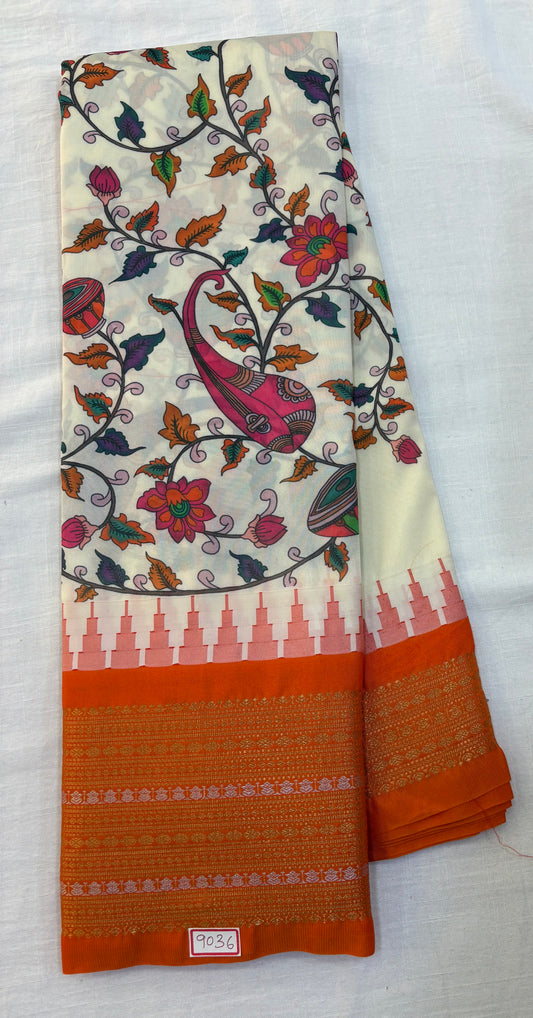 Digital Printed Semi Gadwal Silk Saree