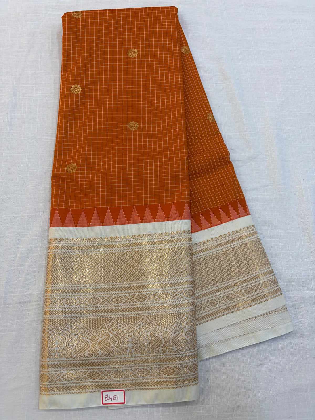 Vintage Semi Gadwal Silk White Borders