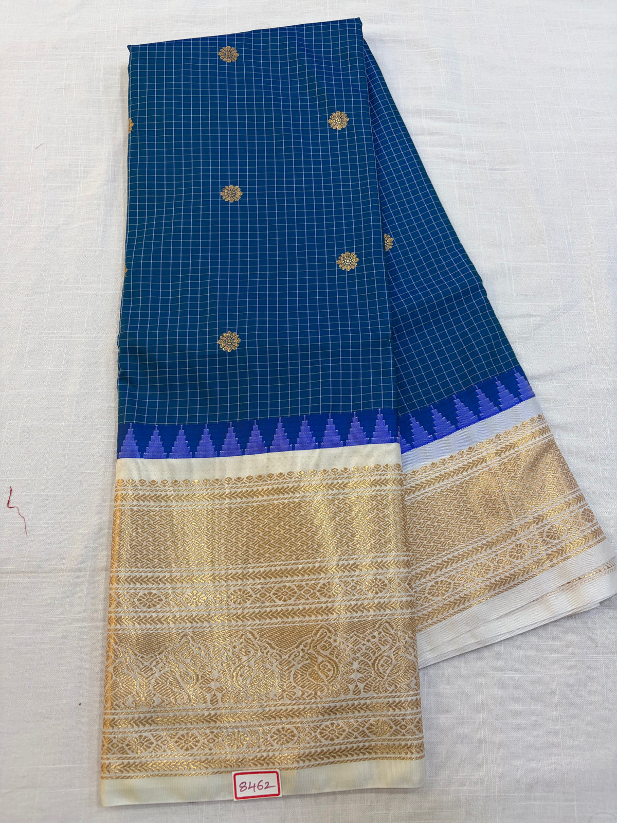 Vintage Semi Gadwal Silk White Borders