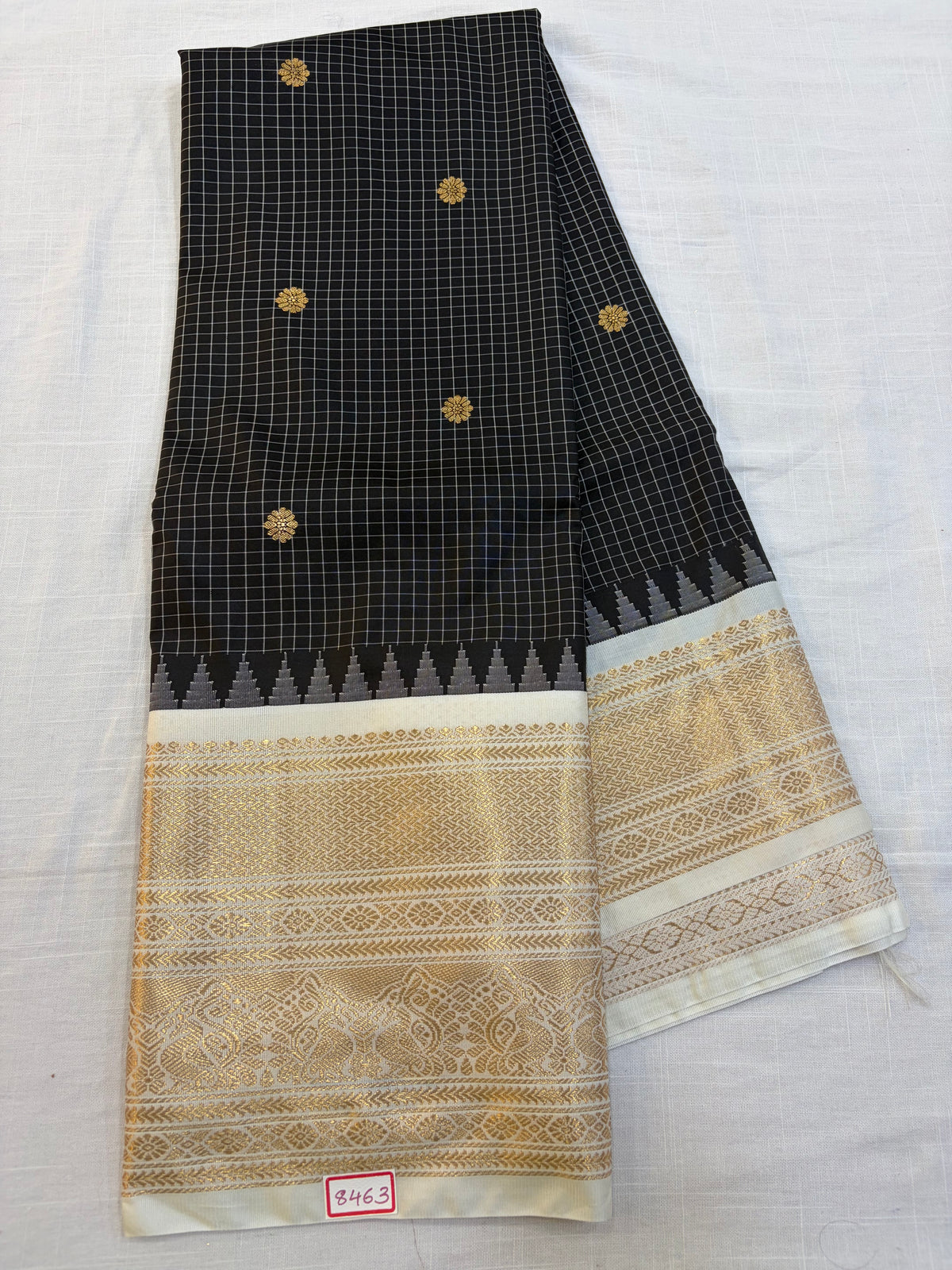 Vintage Semi Gadwal Silk White Borders