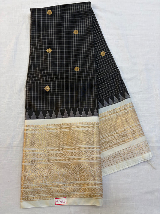 Vintage Semi Gadwal Silk White Borders