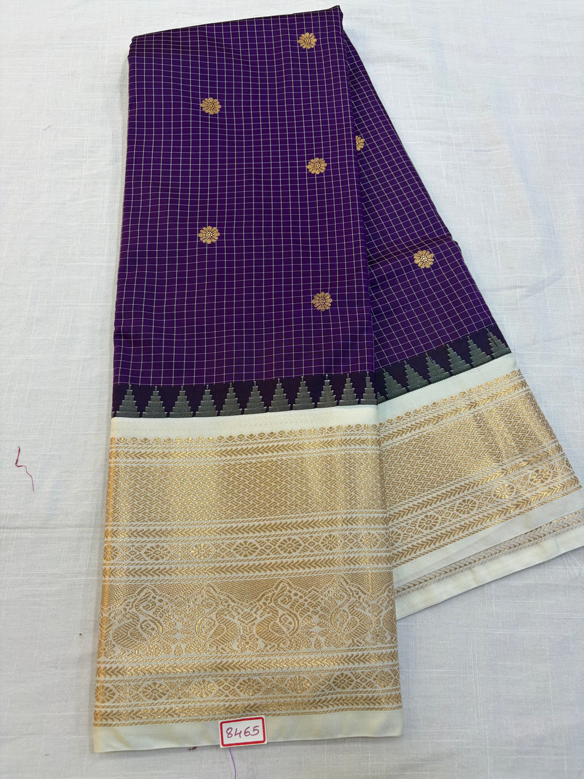 Vintage Semi Gadwal Silk White Borders