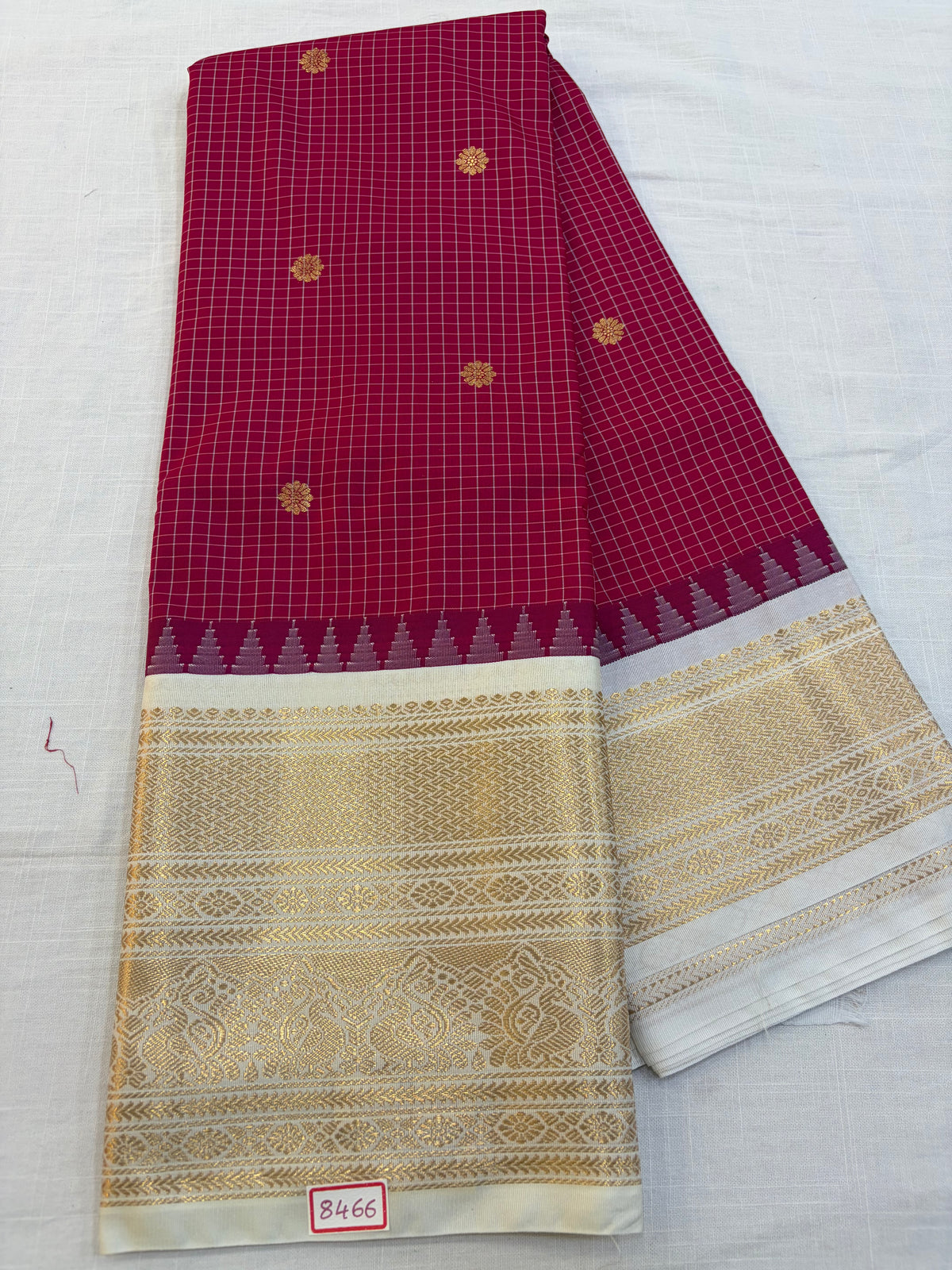 Vintage Semi Gadwal Silk White Borders