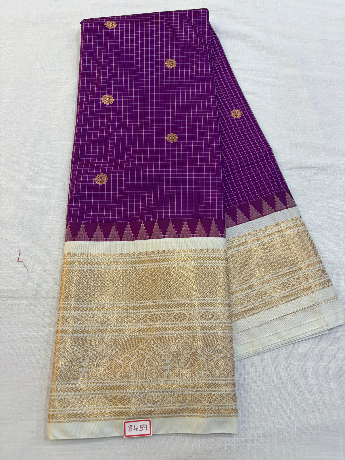 Vintage Semi Gadwal Silk White Borders