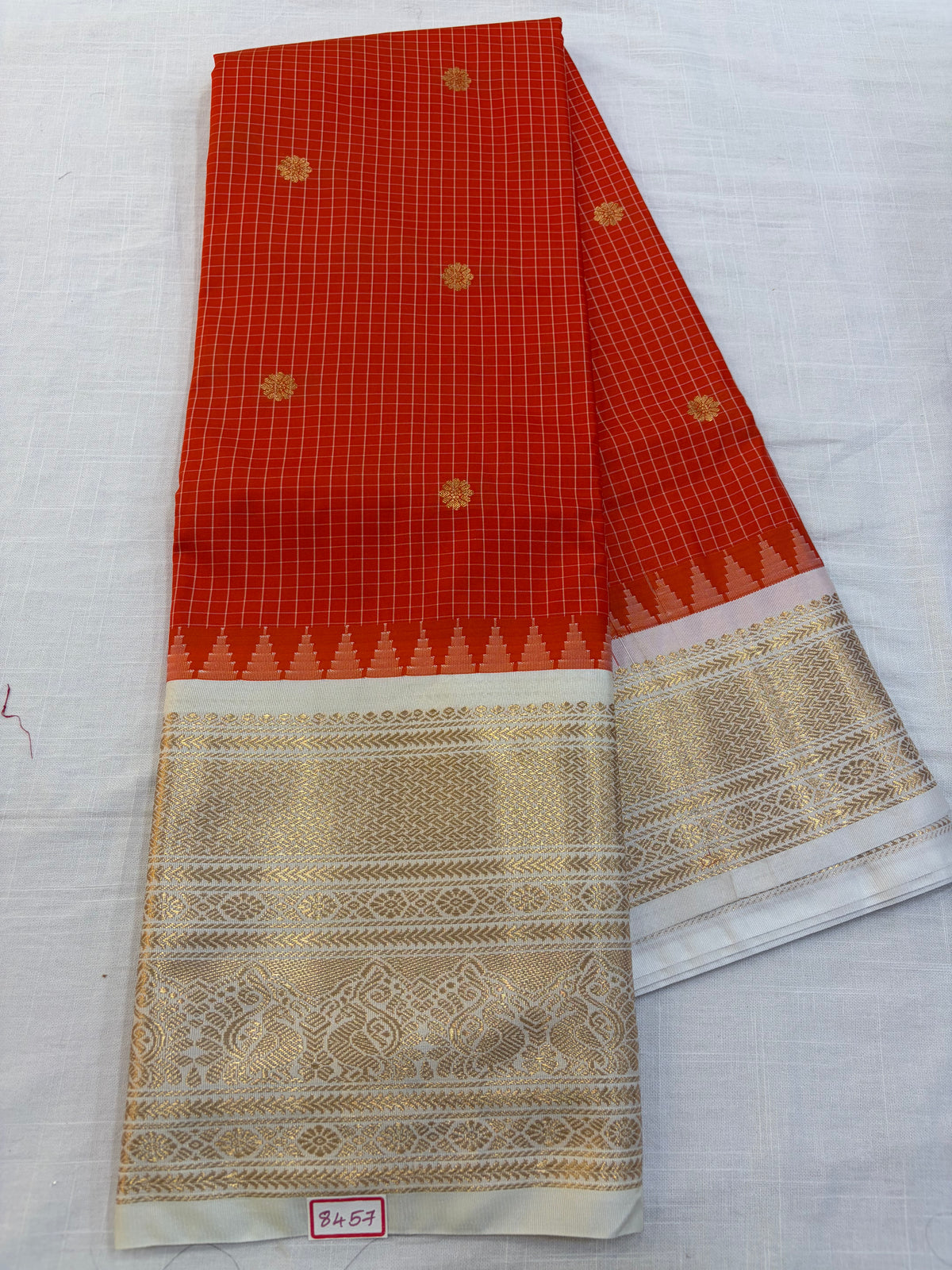 Vintage Semi Gadwal Silk White Borders
