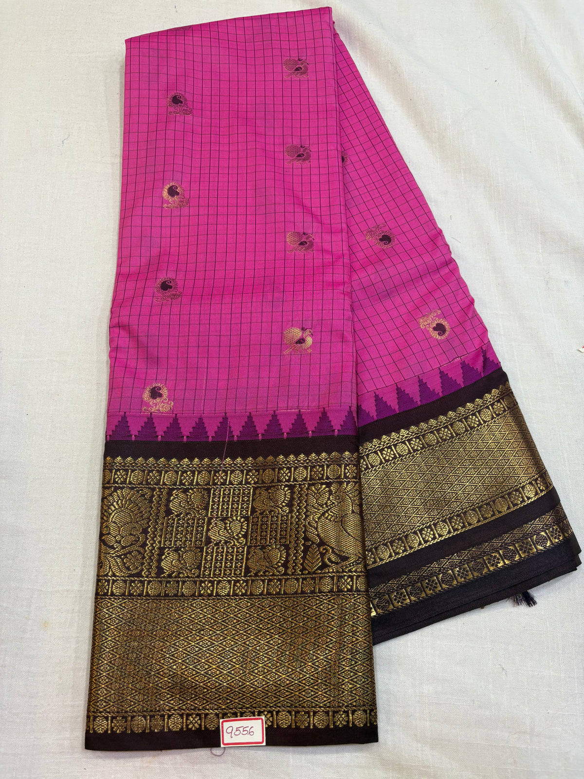 Semi Gadwal Silk Checks Sarees