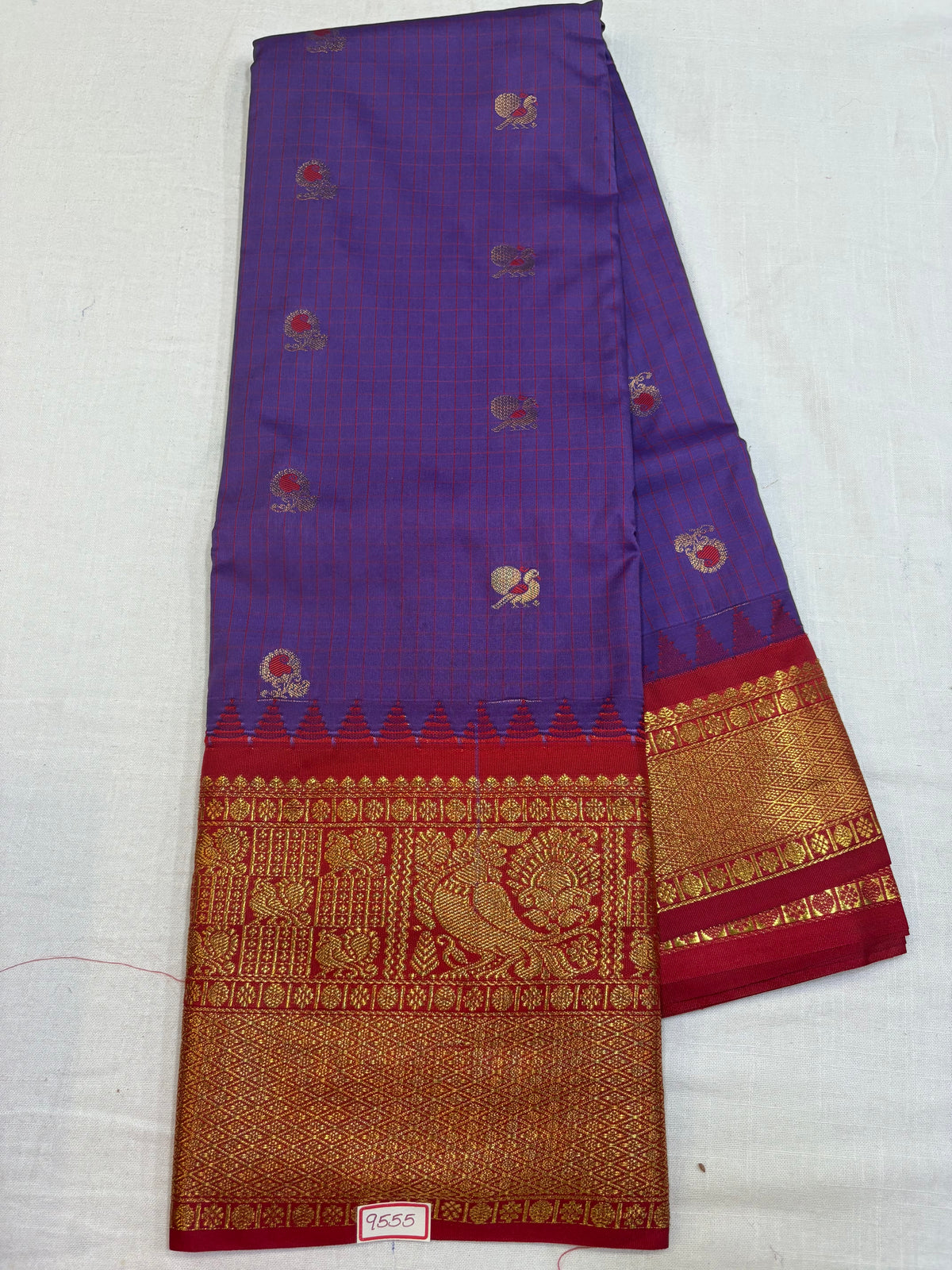 Semi Gadwal Silk Checks Sarees
