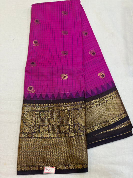 Semi Gadwal Silk Checks Sarees