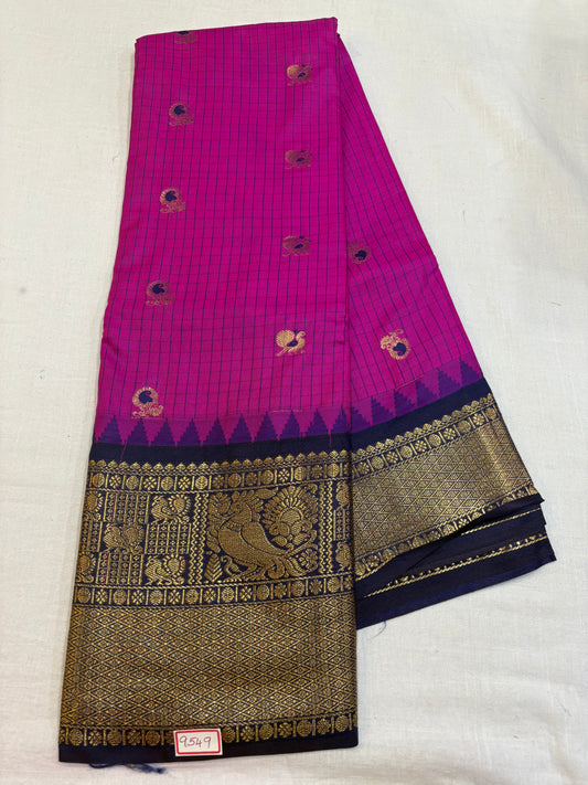 Semi Gadwal Silk Checks Sarees