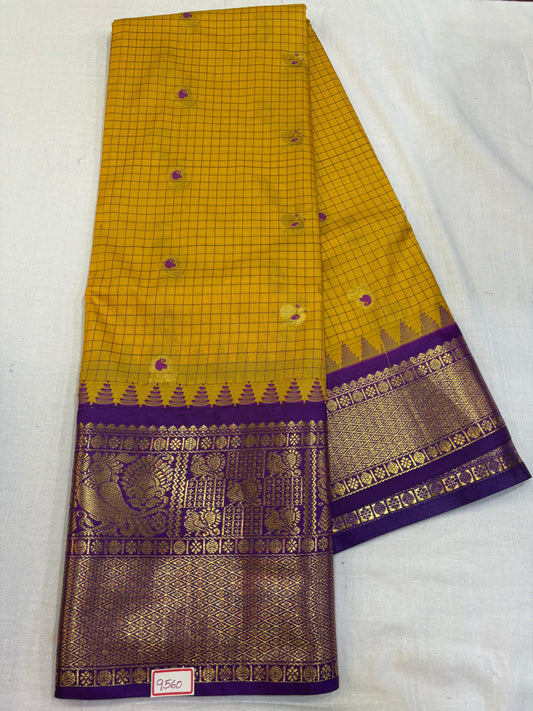 Semi Gadwal Silk Checks Sarees