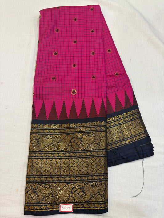 Semi Gadwal Silk Checks Sarees