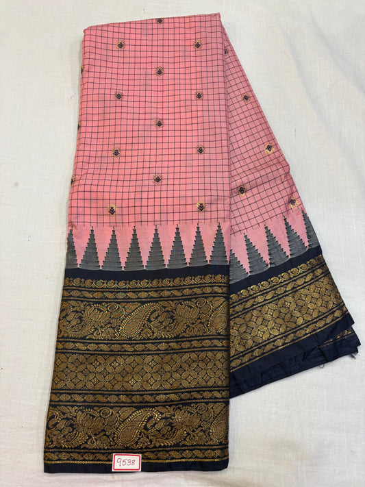 Semi Gadwal Silk Checks Sarees