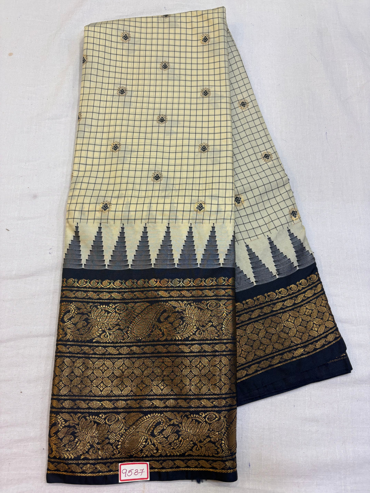 Semi Gadwal Silk Checks Sarees