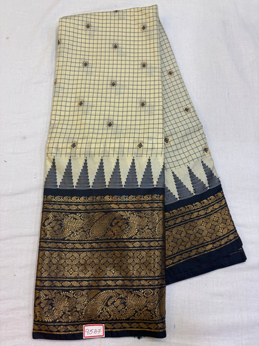 Semi Gadwal Silk Checks Sarees