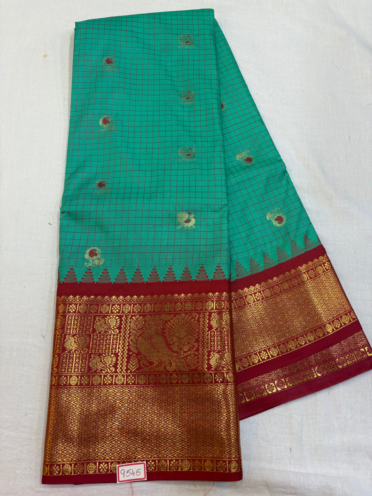 Semi Gadwal Silk Checks Sarees