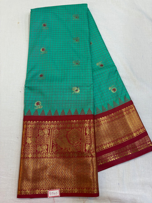 Semi Gadwal Silk Checks Sarees