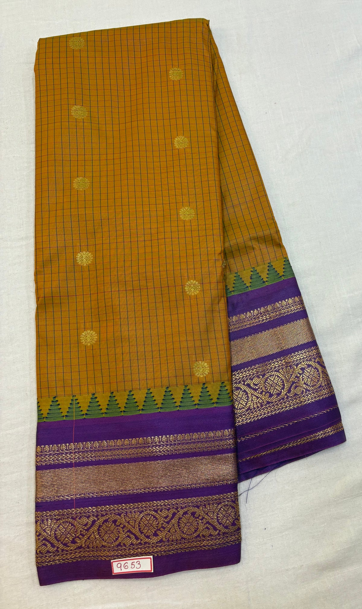 Semi Gadwal Checks Small border Saree