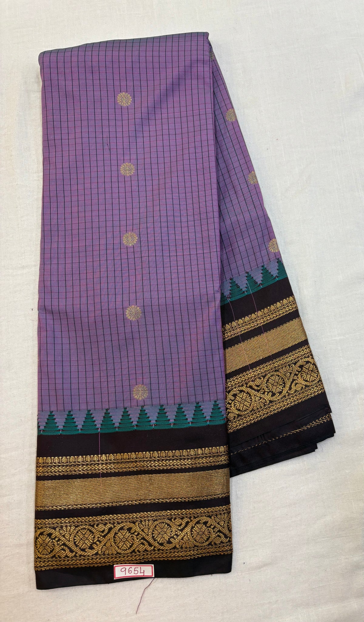Semi Gadwal Checks Small border Saree